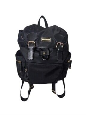 Calvin Klein Black Nylon Backpack Gold Hardware Laptop Travel Bag